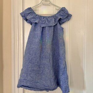 Blue Italy linen dress with ruffles
